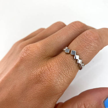 Rebecca Jolie Silver Black Diamond Dust Square Ring