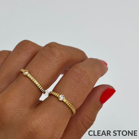 Rebecca Judith Gold Dainty Ring - Clear