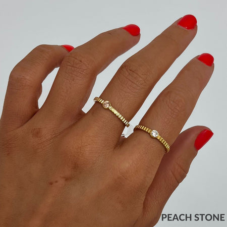 Rebecca Judith Gold Dainty Ring - Peach