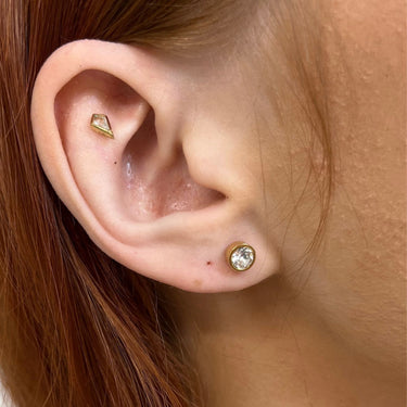 Rebecca Judith Gold Drop Jewelled Cross Earring & Stud - Emerald Green