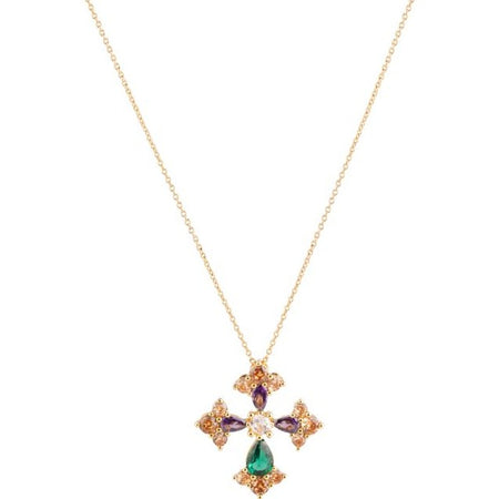 Rebecca Judith Gold Jewelled Gothic Cross Necklace