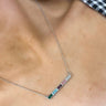Rebecca Judith Silver Jewelled Bar Necklace