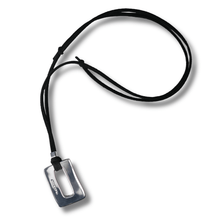 black cord necklace with silver pendant