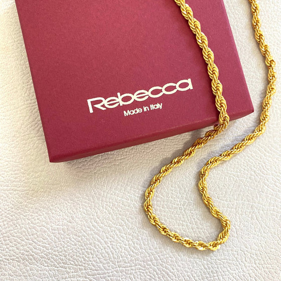 Rebecca My World Gold Twist Chain Necklace & Bracelet Set