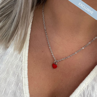 Rebecca My World Silver Fine T Bar Chain & Heart Set