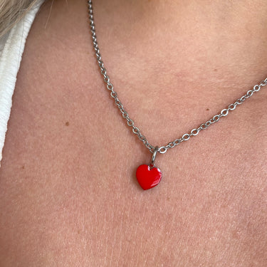 Rebecca My World Silver Fine T Bar Chain & Heart Set