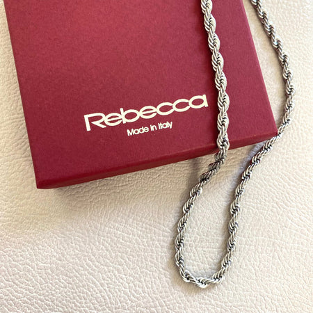 Rebecca My World Silver Twist Chain Necklace