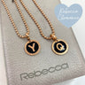 Rebecca My World Rose Gold Black Initial Charm & Chain