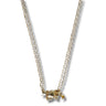 A delicate double-strand chain necklace with a small, textured gold elephant pendant, shown against a plain white background.
