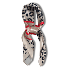 Red & Beige Leopard Pattern Neck Scarf