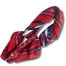 ladies red neck scarf with navy and white print