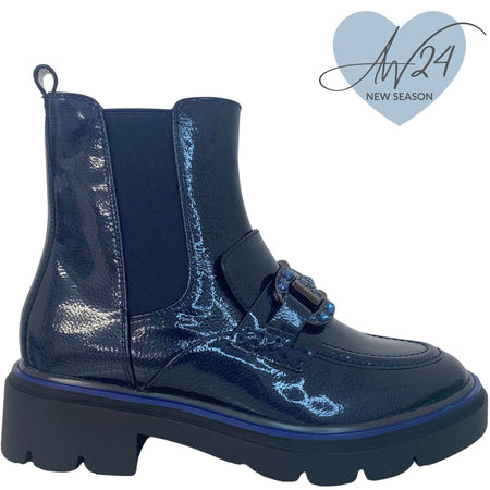 Regarde Le Ciel Ginevra Navy Sparkle Chunky Boots