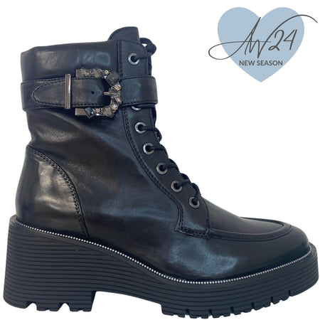 Regarde Le Ciel Sadhy Black Sparkle Buckle Boots