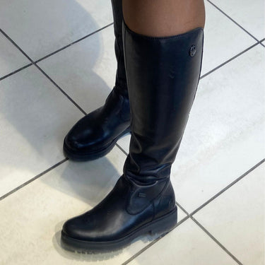 Rieker Black Leather Long Length Flat Boots
