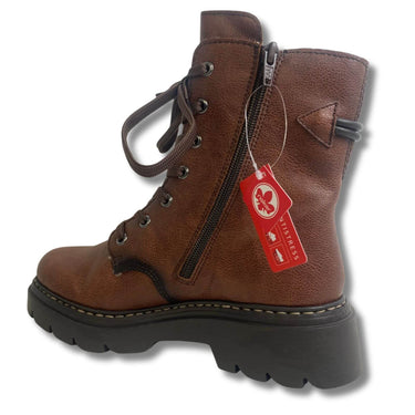Rieker Brown Lace Up Flat Boots
