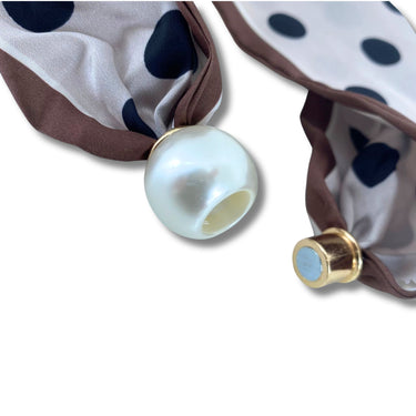 Sabrina Pearl Neck Scarf - Brown Dotty