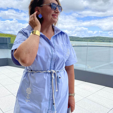 pale blue shirt dress Light Blue Mid Length Shirt Dress L