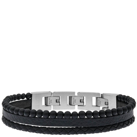 Save Brave Gents Tyler Black Leather Triple Bracelet