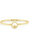 A polished yellow gold Claddagh bracelet with a crown and heart design, displayed on a clean white background.
