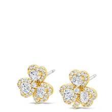 Seala Gold Clear Crystal Clover Stud Earrings