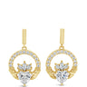 Pair of diamond stud earrings on a white background