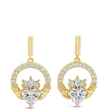 Pair of diamond stud earrings on a white background