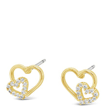 Seala Gold Double Heart Stud Earrings
