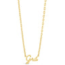 A delicate yellow gold chain necklace featuring a cursive script pendant that reads 'Grá', shown against a solid white background.