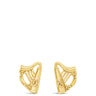 gold harp shaped stud earrings