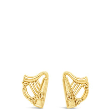 gold harp shaped stud earrings