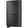 A black leather bi-fold wallet, shown closed, featuring a snap-button closure and a debossed 'SEMPER' logo on the front, set against a plain white background.