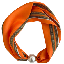 Sharon Pearl Neck Scarf - Orange Stripe