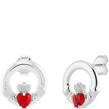 Sterling Silver Claddagh Birthstone Stud Earrings