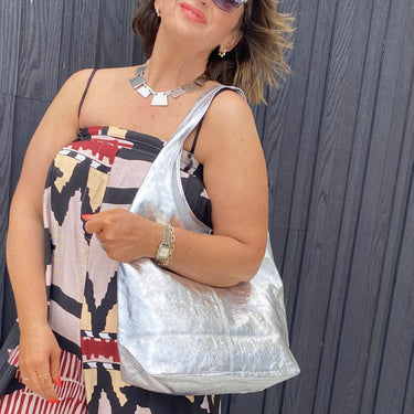 silver-leather-slouch-shoulder-bag-modelled