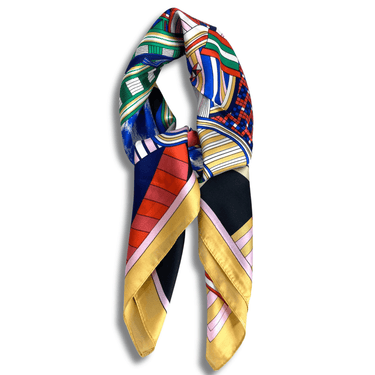 Colorful patterned scarf on a white background