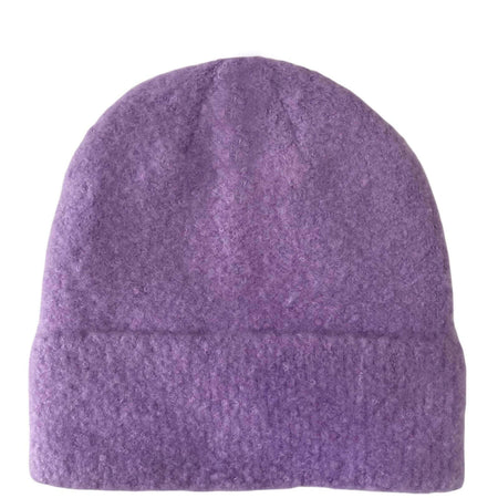 Soft Boucle Wool Knitted Beanie Hat - Lilac