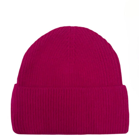 Soft Ribbed Knitted Beanie Hat - Fuchsia Pink