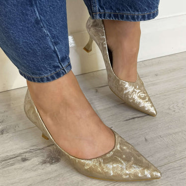sorento-gold-shimmer-court-shoes-on-foot