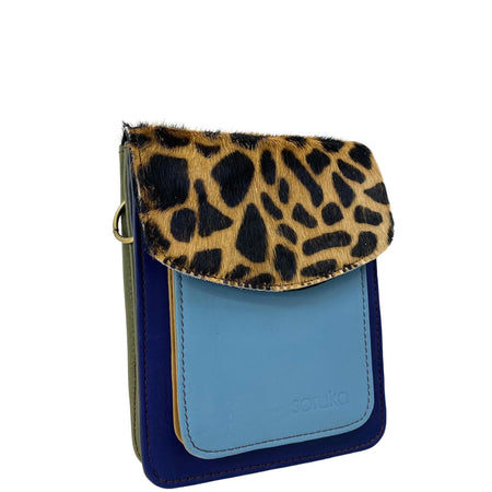 Soruka Aiko Leather CrossBody Bag - Cheetah Blue