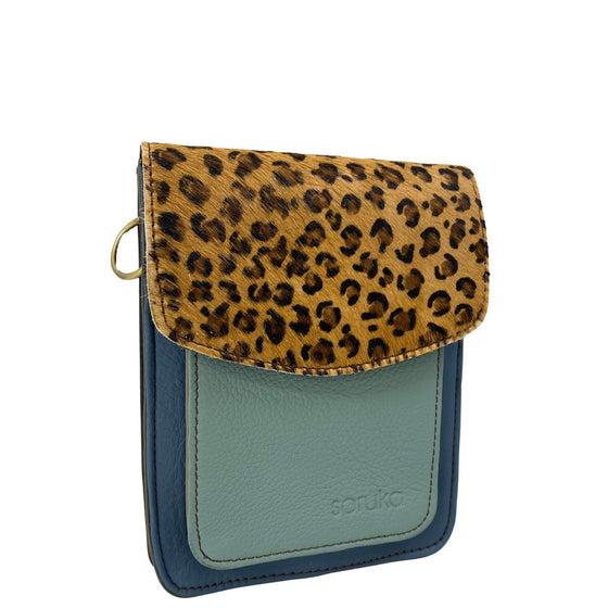 Soruka Aiko Leather CrossBody Bag - Leopard Mint Green