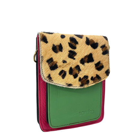 Soruka Aiko Leather CrossBody Bag - Leopard Green