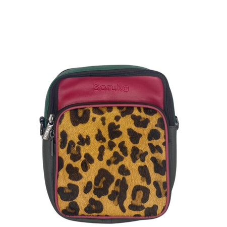 Soruka Allison Leather Double Crossbody Bag - Leopard Pink