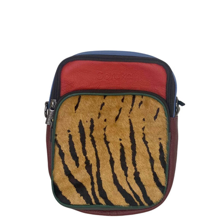 Soruka Allison Leather Double Crossbody Bag - Red Zebra