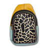 Multicolored pouch with a giraffe pattern on a white background