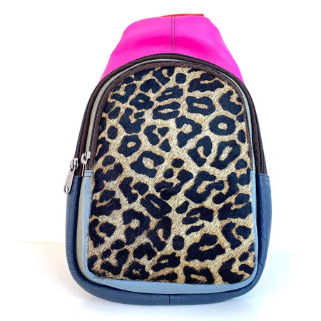 Soruka Chloe Leather Body Bag - Leopard Neon Pink