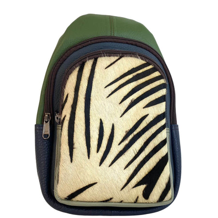 Soruka Chloe Leather Body Bag - Zebra Navy Green