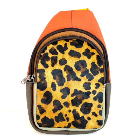Soruka Chloe Leather Body Bag - Leopard Orange