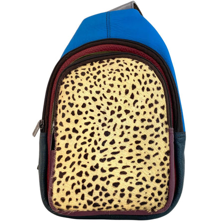 Soruka Chloe Leather Body Bag - Cheetah Red Blue