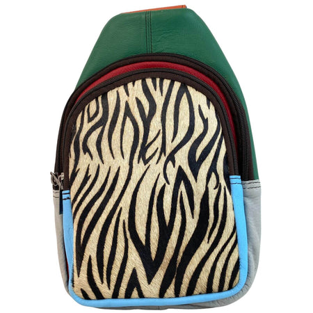 Soruka Chloe Leather Body Bag - Zebra Red Green