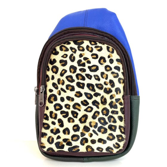 Soruka Chloe Leather Body Bag - Leopard Blue